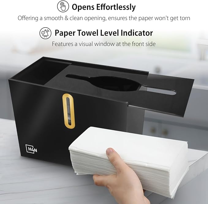 H4N Multifold Hand Paper Towel Dispenser Countertop, Compact Design, Single Sheet Dispensing for Home and Commercial Use, Black-DeskLoop Office