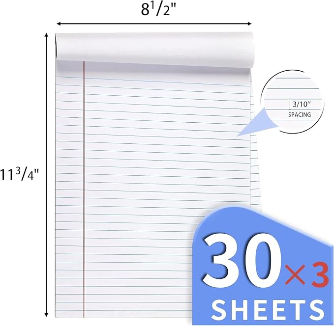 3 Pack Legal Pads Refills Note Pads, Writing Pads 8.5 x 11 Inches, Memo Pads - Image 2