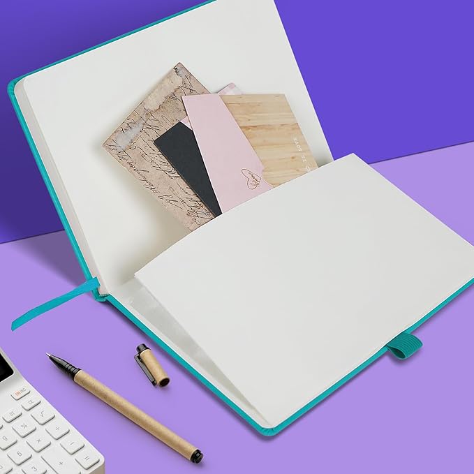 Lined Journal Notebooks for Work, Travel, College, A5 Size 100 GSM Thick Paper, Classic Ruled Journaling Notebook, Hardcover Notepad for Writing 160 Pages, 5.5 x 8.3 inch, Turquoise-DeskLoop Office