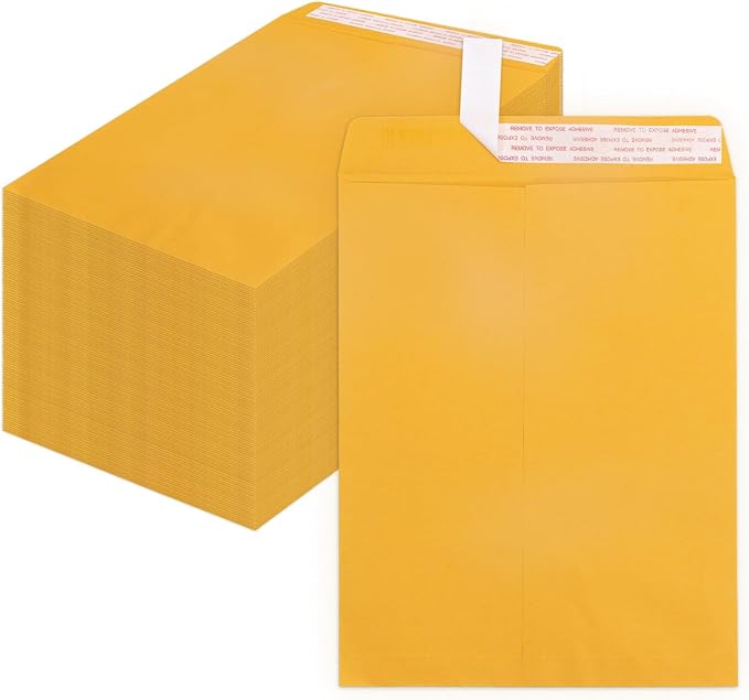 250 Pack 10x13 Manilla Envelopes Self Seal, Goefun 100 GSM Paper Large Yellow by Goefun