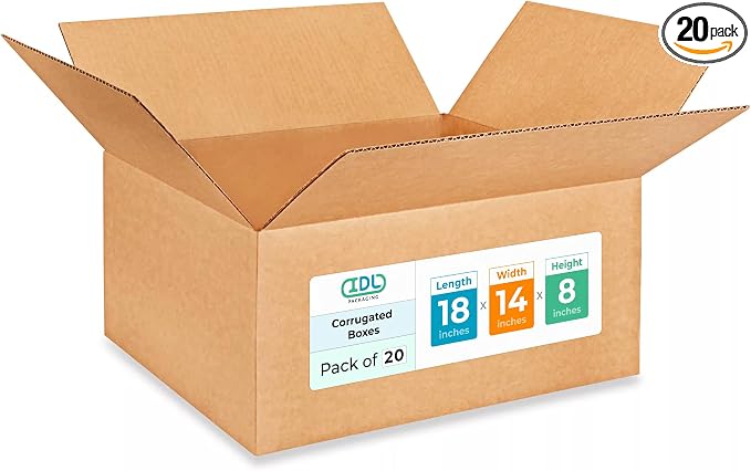 Medium Shipping & Moving Boxes 18"L x 14"W x 8"H by IDLPackaging
