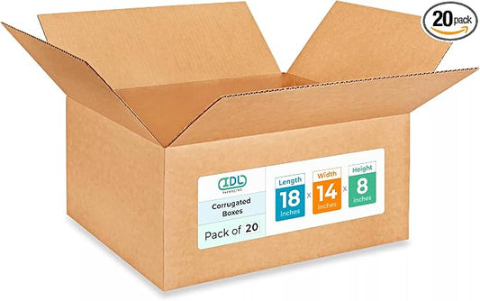 Medium Shipping & Moving Boxes 18"L x 14"W x 8"H by IDLPackaging