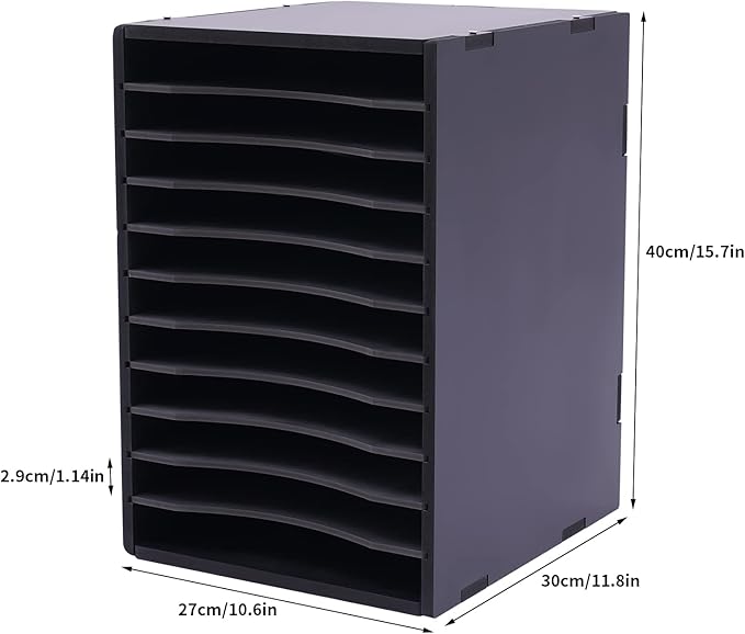 GUEYYSAN Vertical File Storage Rack, 11-Compartment Desktop Sorter Documents Box - Image 3
