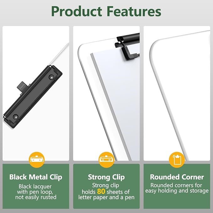 Clear Clipboard with Pen Holder, 8.5 x 11 Clip Boards | Black Low Profile Clip - Image 4