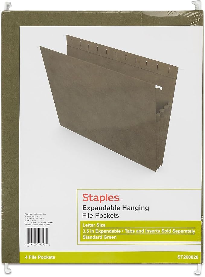 Staples Hanging File Pockets, Letter Size, 3.5" Expansion, Straight‑Cut - Image 4