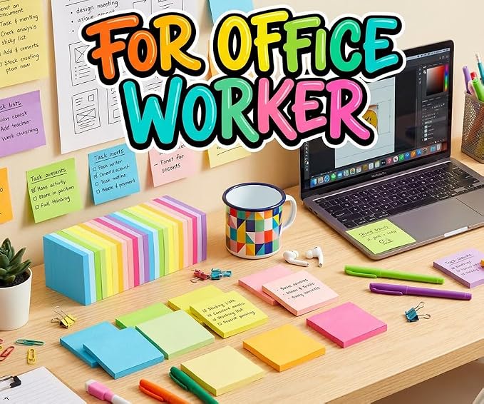 Sticky Notes 3x3 Inches, Bright Colors Self-Stick Pads - Image 8
