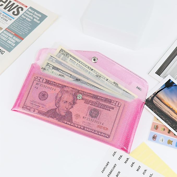 Cash Envelope Wallet Budgeting System PVC Multi-Purpose Pink Cash Stuffing - Image 3