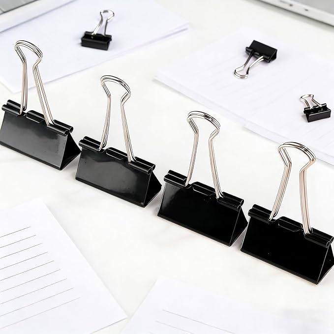 60PCS Black Binder Clips Assorted Sizes, 4 Size Assortment-Includes Large - Image 6