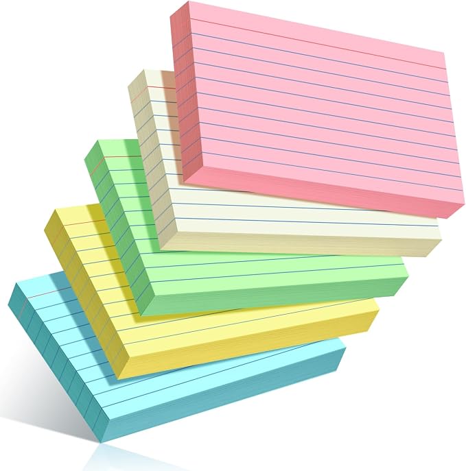 YIZUUN Colored Index Cards 3x5, 250 Pack, Ruled Index Cards, Flash Cards by YIZUUN