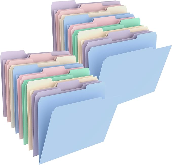 HABGP 100 Pcs Manilla Folders 8.5 x 11 Inch, 1/3-Cut Tab Colored File Folders by HABGP