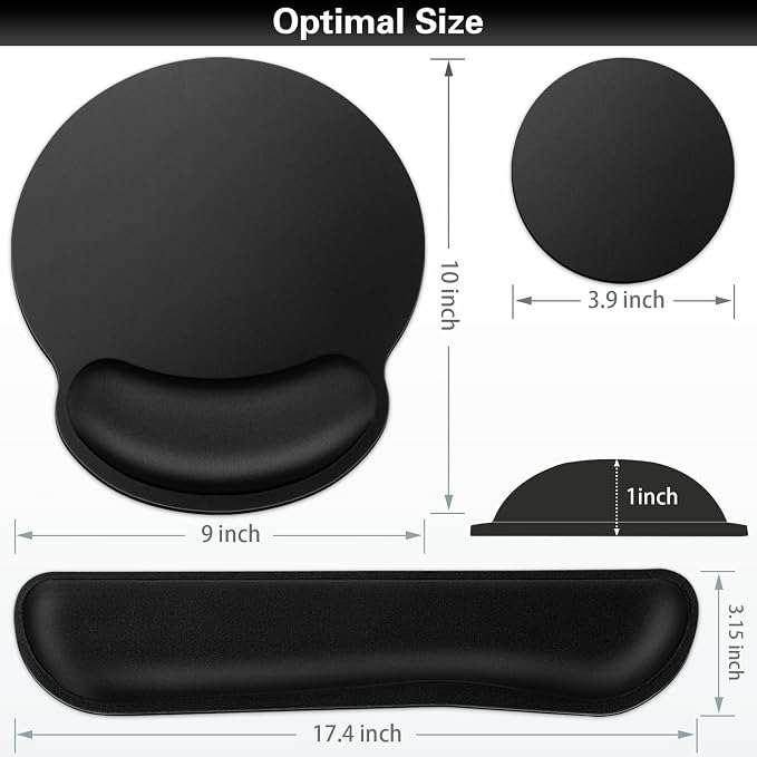 Mouse Pad Black, Ergonomic Keyboard Wrist Rest, Mouse Pad - Image 6