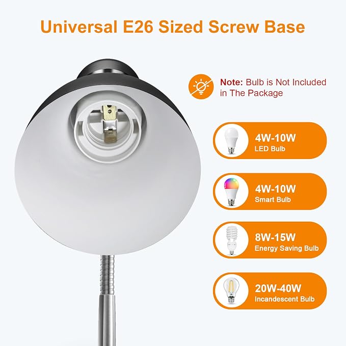 LEPOWER Metal Desk Lamp, Adjustable Goose Neck Table Lamp, Eye-Caring Study - Image 5