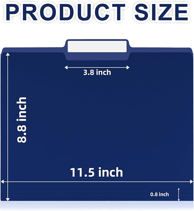VZCPYTPM 100 Pack Navy Blue File Folder, 1/3-Cut Tabs, Paper File Folders - Image 2