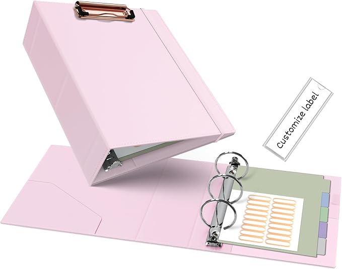 Ospelelf Mini 3 Ring Binder 5.5" x 8.5", 2 Inch Clipboard Binder by OspelelfOfficeSupplies