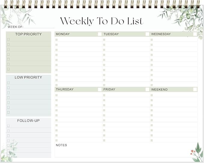 Weekly To Do List Notepad, Undated Planner by VALOME