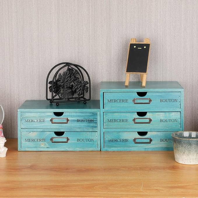 Wooden Storage Box Rustic Desktop Organizer - Image 6