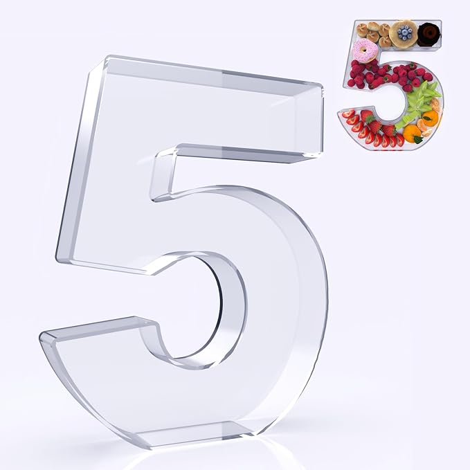 11" Acrylic Number Charcuterie Box, Reusable Fillable Alphabet Number Shaped by RUFHVTY