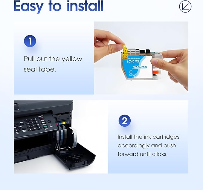 LC401XL Ink Cartridges Replacement for Brother LC401 LC401XL Ink Cartridges for Brother Printer MFC-J1010DW MFC-J1012DW MFC-J1170DW Black Cyan Magenta Yellow (4 Pack)-DeskLoop Office