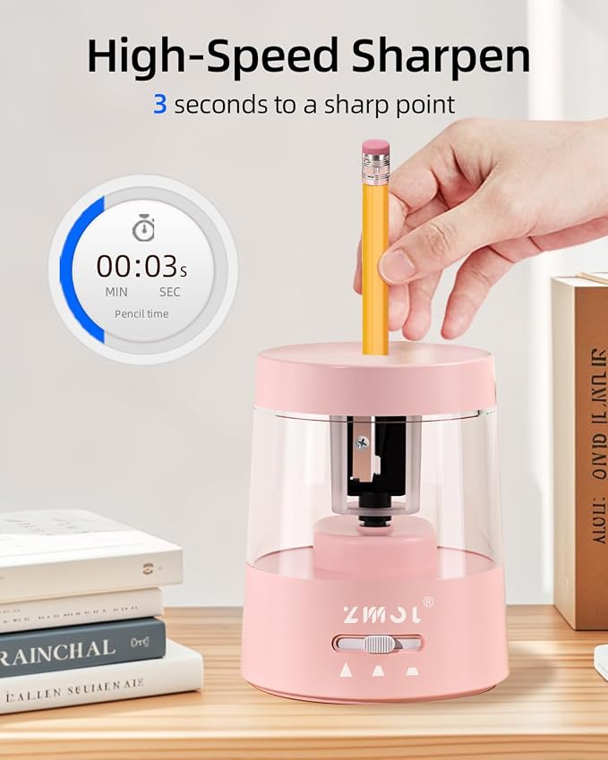 ZMOL Electric Pencil Sharpener, Portable Small Battery Powered Pencil Sharpeners - Image 5