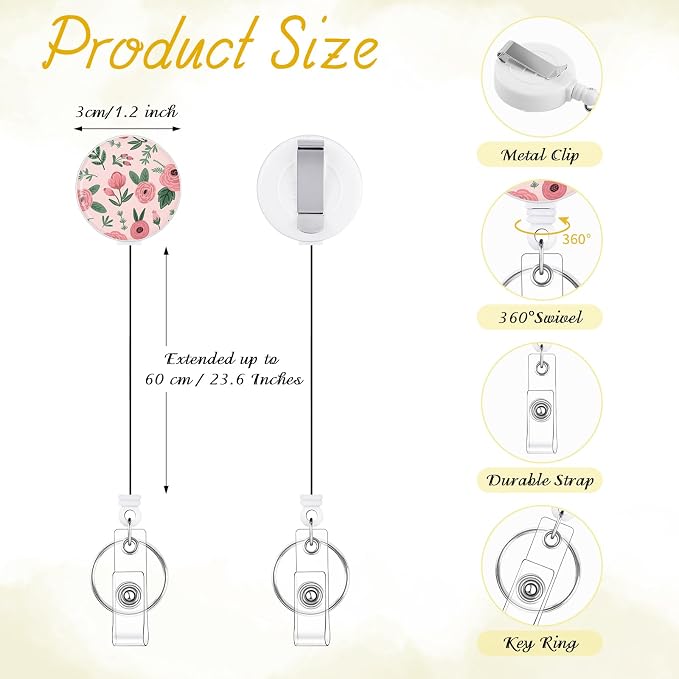 BESARME 3 Pack Badge Reels Retractable Badge Clip - Image 2