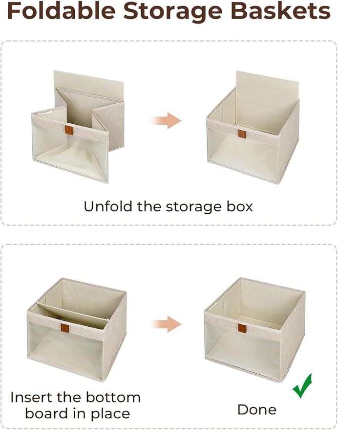 StorageWorks Closet Storage Bins, Large Storage Baskets with Clear Window and Handles, Foldable Fabric Organizer for Clothes, Shelves, Brown and Beige, 3 Pack-DeskLoop Office