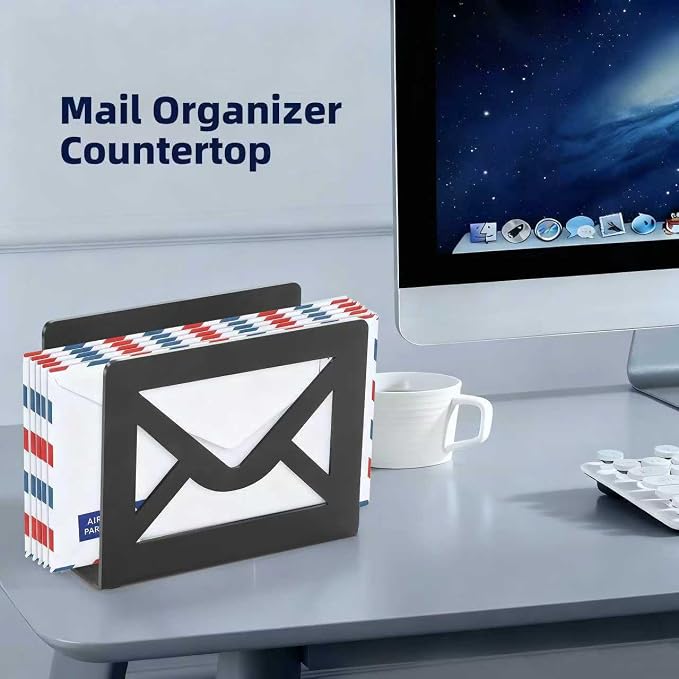 Desktop Letter Holder, Metal Desktop Mail Holder - Image 4