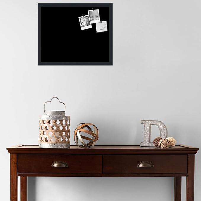 PinPix 21x17 Inch Cork Bulletin Board. This Decorative Framed Pin Board Comes with Solid Black Design and a Satin Black Frame. Ideal for Home Office Decor or Message Board (PinPix-622)-DeskLoop Office
