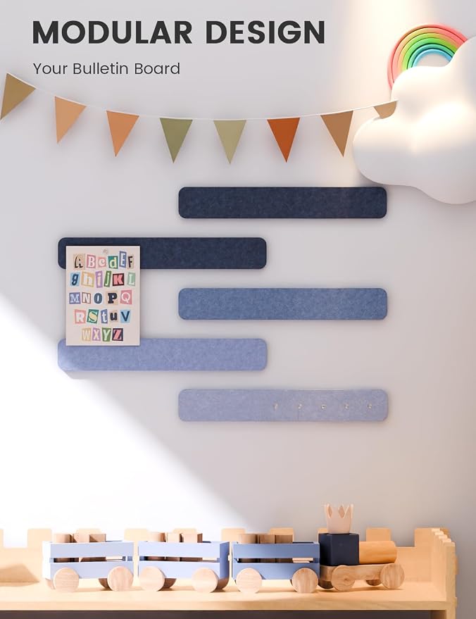 Fluxynara Cork Board Alternative Felt Strip Board 5-Pack 13"x2", Office Pin - Image 5