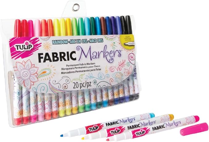 Tulip Permanent Fabric Markers Rainbow 20 Pack by Tulip