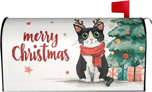 Merry Christmas Red Winter Happy New Year Welcome Magnetic Mailbox Cover by Ouqiuwa