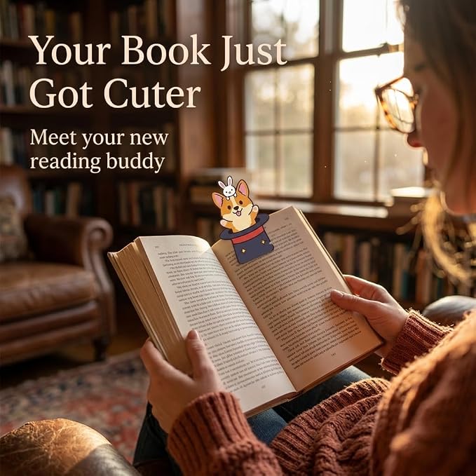 Corgi Peeking Magnetic Bookmarks Set of 8, Cute Dog Bookmark Clips - Image 4