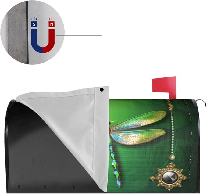 Green Dragonfly Welcome Magnetic Mailbox Cover, Mailbox Wrap Decorative - Image 4