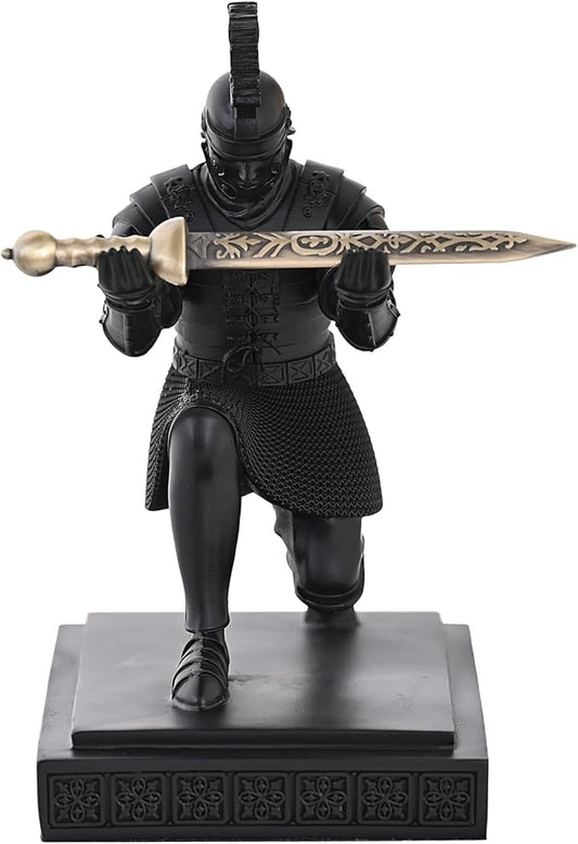 Roman Praetorian Warrior Knight Pen Holder Desk Ornament Resin Pencil Holder Desk Accessories and Organizer For Office with a Letter Opener (Black)-DeskLoop Office