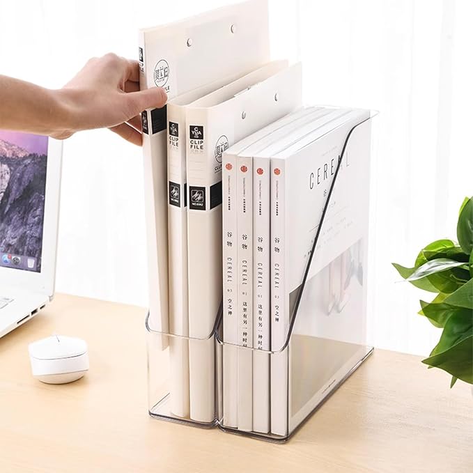 2 Pack Vertical File Holder Clear PET Desk Organizer and Storage Bins Holding - Image 5