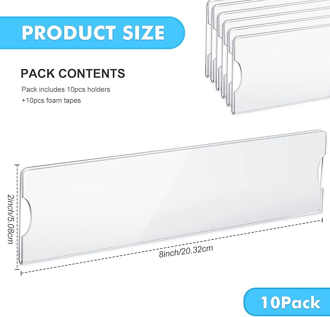 10 Sets Acrylic Name Plate Holder Clear Plastic Sign Frame - Image 2