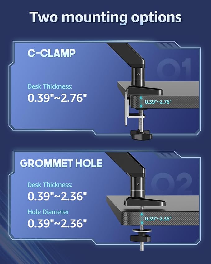 MOUNTUP Heavy Duty Single Monitor Arm for 42 40 39 34 32 27Inch Screens, Monitor Stand for Desk Supports 4.4-33 lbs, Height Adjustable Ultrawide Monitors Mount with C-Clamp & Grommet Base-DeskLoop Office