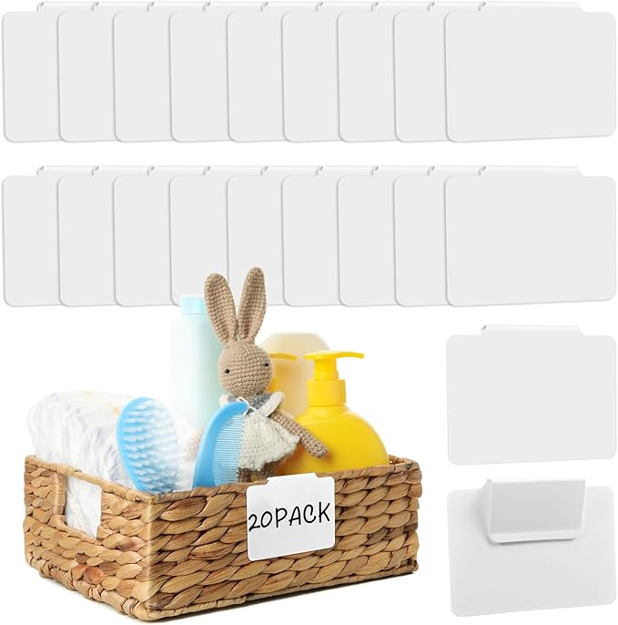 20pcs White Basket Labels Removable PVC Labels | Clip On by Unknown