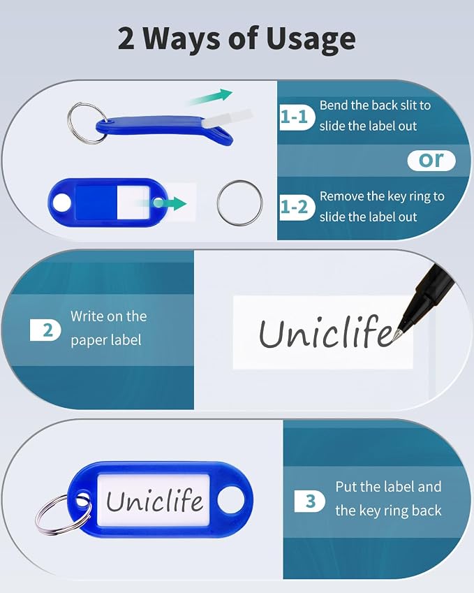 Uniclife 40 Pieces Key Tags 2 Inch Soft Plastic Key Chain Tags - Image 5
