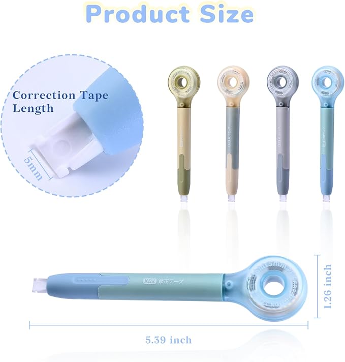 Temiary 4 Pack Correction Tape Pen, 6M/256" x 0.2" White Smooth Pull Out Tape - Image 2