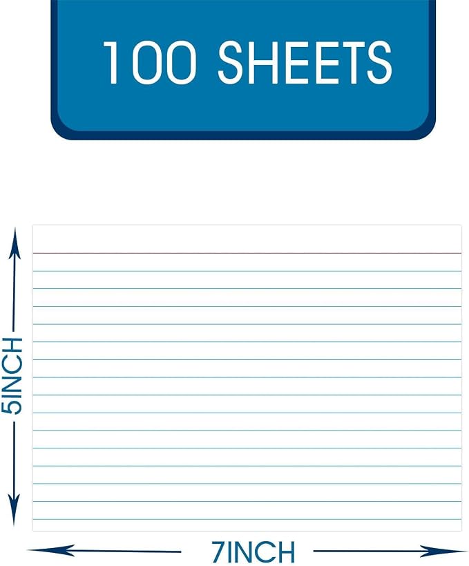 White Index Cards 5x7, Ruled Index Cards, Flash Cards - Image 2