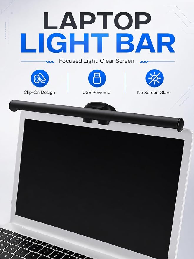 Laptop Monitor Light Bar, USB e-Reading LED Task Lamp, 3 Adjustable Color - Image 2