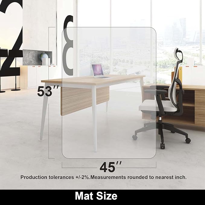 AiBOB Office Chair Mat for Hardwood Floor, 45 X 53 inches, Hard Floor Chair - Image 6