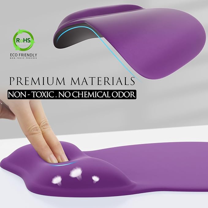 MROCO Ergonomic Mouse Pad with Gel Wrist Rest, 9.4 x 8.1 in, Violet Purple | - Image 3