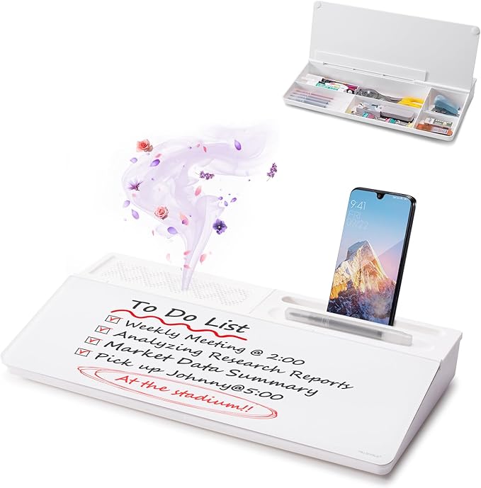 Small Glass Desktop Whiteboard Dry-Erase-Board by TSJOFFICE-WipeCleanThinkGreenWorkSmart