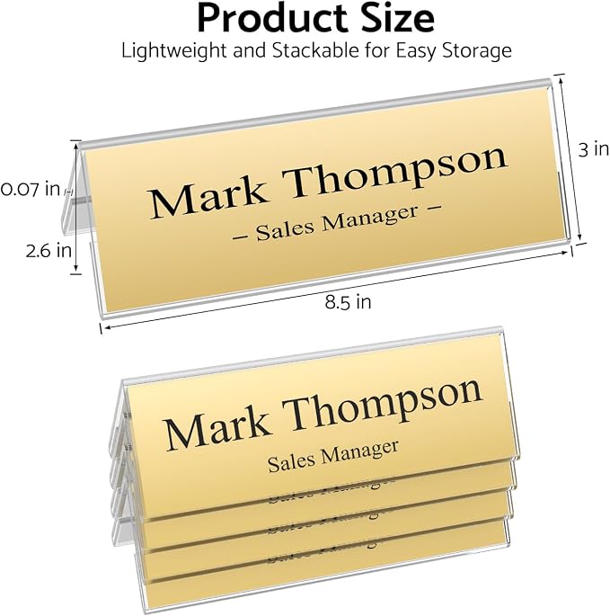 HlIMIEI Acrylic Name Plates for Desks, 5 Pack Clear Tent Name Holders 3 x 8.5 - Image 7