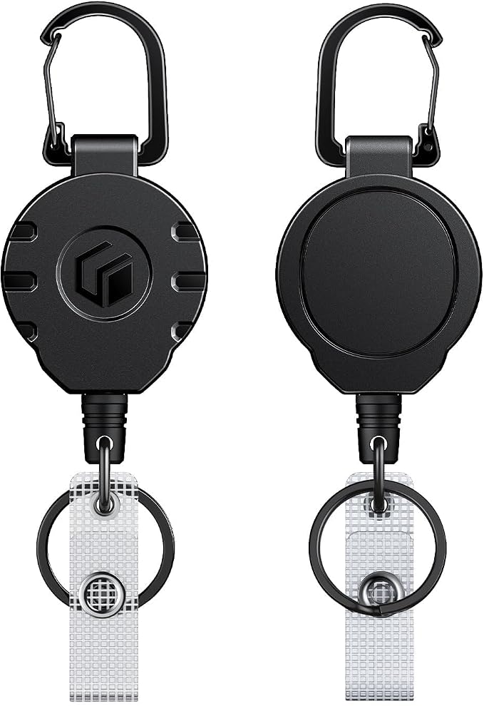 Uniclife 2 Pack Retractable Keychain Heavy Duty Carabiner Badge Holder Tactical by UnicLife