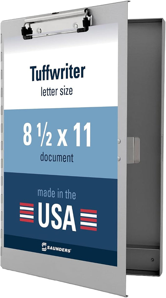 Saunders Metal Clipboard with Storage, Letter Size Paper Organizer, Slim Steel by Saunders