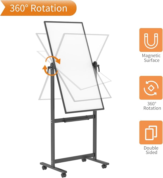 VIZ-PRO Double-Sided Magnetic Mobile Whiteboard, 48 x 24 Inches - Image 5