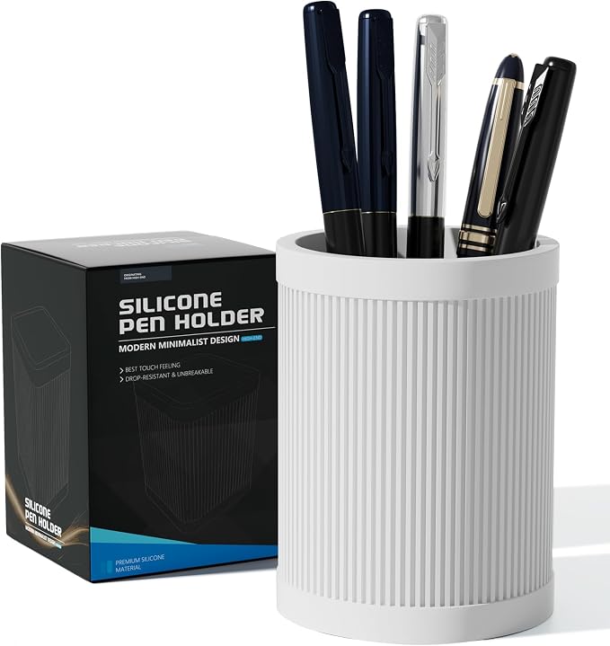 HighHerz Aesthetic Pen Holder For Desk, Modern Silicone Pencil Holder, Stylish - Image 7