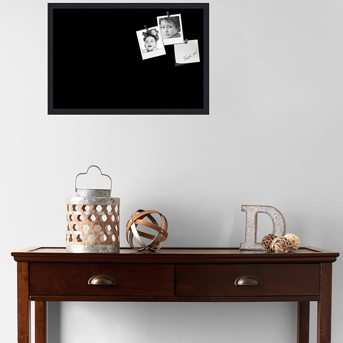 PinPix 27x18 Inch Cork Bulletin Board. This Decorative Framed Pin Board Comes with Solid Black Design and a Satin Black Frame. Ideal for Home Office Decor or Message Board (PinPix-622)-DeskLoop Office